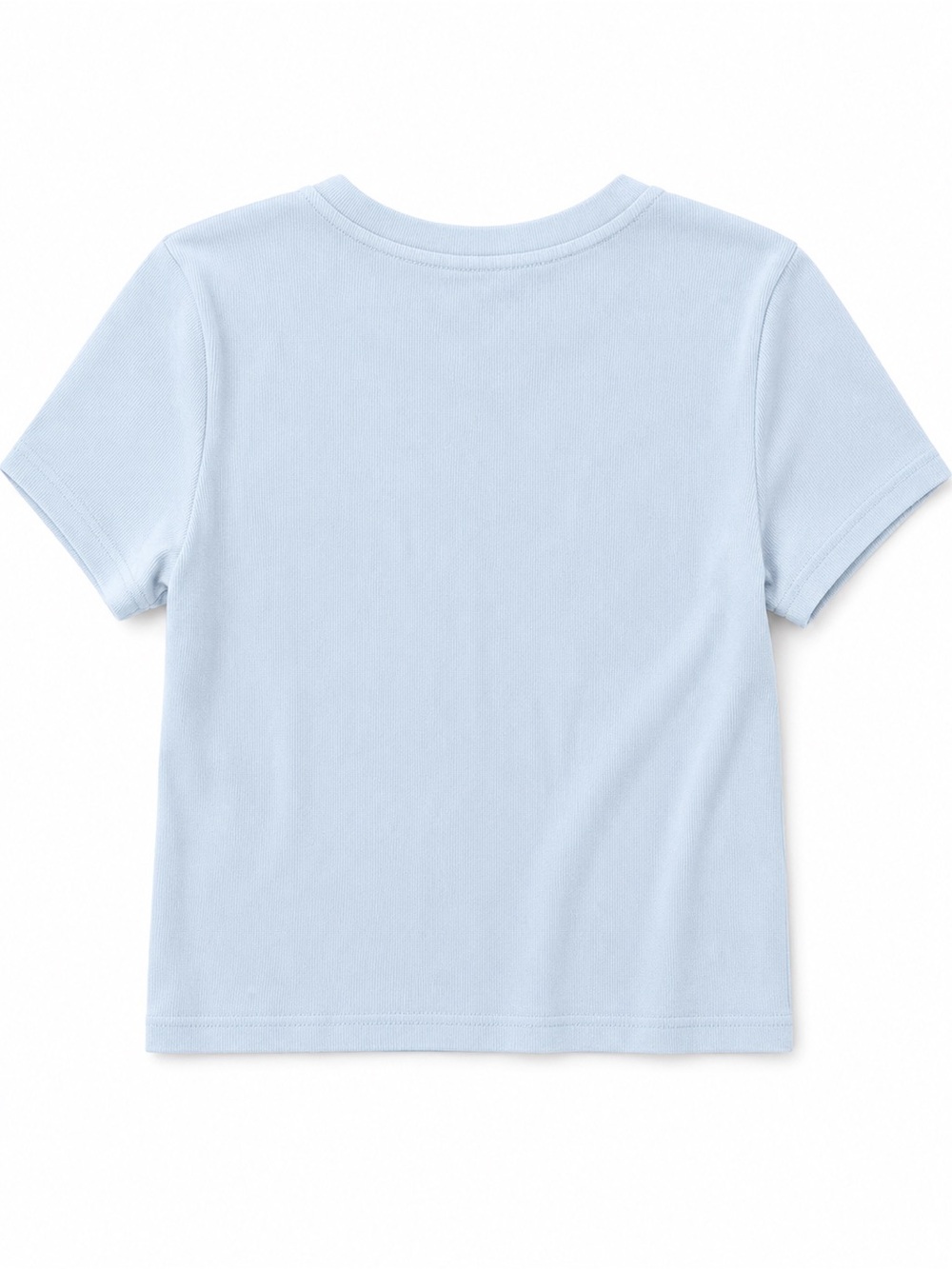 NWT Aritzia Ribbed Light Blue Cropped Crewneck Tee - Picture 2 of 6